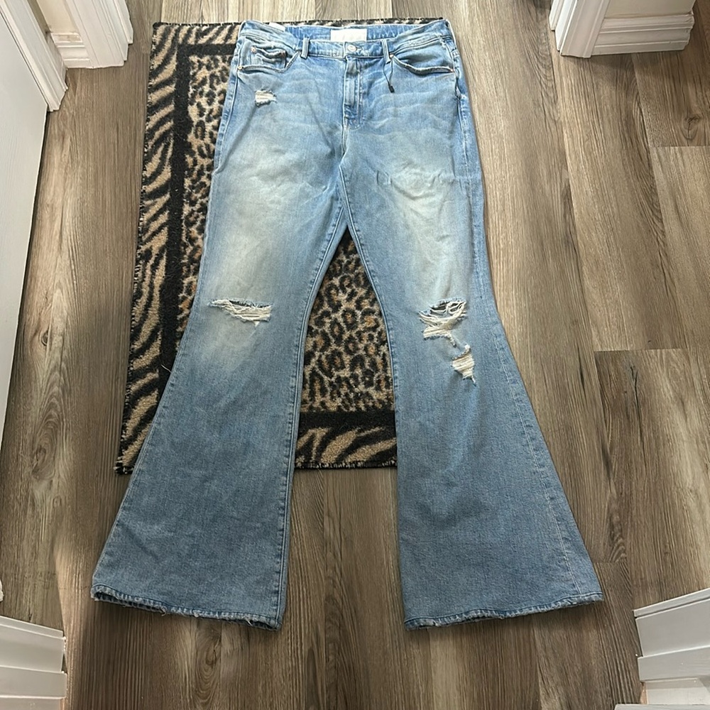 MOTHER Light Blue High-Rise Flare Jeans